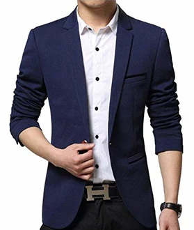 Nemopter Herren Sakko Lässige Elegante Slim Fit Blazer Einknopf Anzugjacke Schwarz