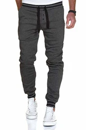 Herren Kontrast Jogginghose Sporthose Sweatpants Jogger Trainingshose 2014 Anthrazit/Schwarz M