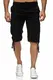 Reslad Leinen Cargo Shorts Männer Strandhose Herren Leinenhose 3/4 Hose Freizeit Kurze Hosen Sommer Bermudas RS-3001 Schwarz M