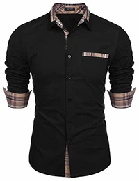 Hemd Herren Langarm Regular fit Hemden Herren einfarbig Shirt mit Kent Kragen Kontrast Freizeit Hemden