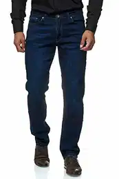 Herren-Jeans - Regular Fit Straight Cut - Stretch - Jeans-Hose Basic Washed 01-Navy 32W / 32L