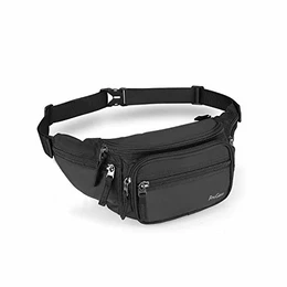 Hüfttasche Bauchtasche Wasserdicht Gürteltasche Damen Brustbeutel Nylon Herren Sport Tasche Outdoor Reisen Wandern Laufen Joggen Hundetraining -Schwarz
