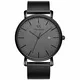 Vigor Rigger Herren Damen Uhren Ultra Slim schwarz Armbanduhr analog quarzuhr mit Datum Kalender Display mit schwarz Mesh-Edelstahlband