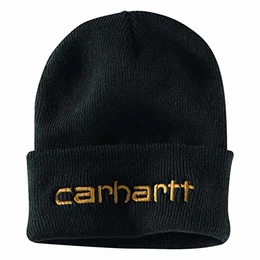 Herren Knit Insulated Logo Graphic Cuffed Beanie Hut für kaltes Wetter, schwarz, Einheitsgröße