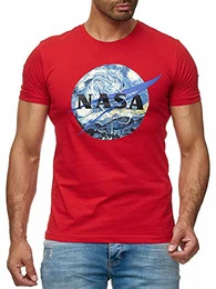 Herren T-Shirt Abstract NASA Vincent Van Gogh Round Neck Rot M