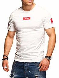 Herren T-Shirt O-Neck Print Shirt (M, Cloud Dancer)