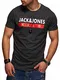 JACK & JONES Herren T-Shirt Kurzarmshirt Top Print Shirt Casual Basic O-Neck (Medium, Dark Grey Melange)