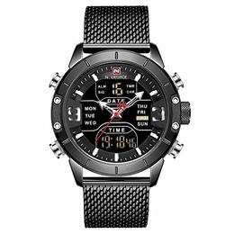 NAVIFORCE Herren Digitaluhr wasserdichte Sportuhren Edelstahl Militär Quarzuhr Armbanduhr