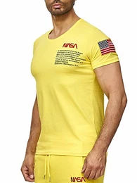 Red Bridge Herren T-Shirt NASA Logo USA Spaceshuttle Baumwolle Rundhals M1295 Gelb M