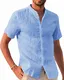 Gemijacka Herren Leinenhemd Kurzarm & Langarm Herren Hemd Sommerhemd Herren Regular Fit Freizeithemd M Blau