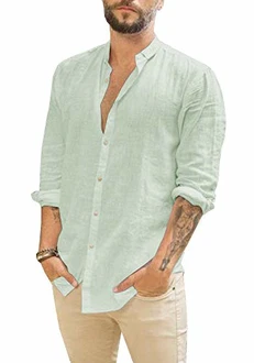 Gemijacka Leinenhemd Herren Hemd Regular Fit Freizeithemd Hellgrün Gemijacka Leinenhemd Herren Hemd Regular Fit Freizeithemd Hellgrün