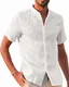 Gemijacka Leinenhemd Herren Hemd Herren Kurzarm Sommerhemd Herren Regular Fit Freizeithemd, Weiß, M M Weiß