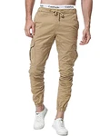 ZOEREA Herren Hosen Jogginghose Slim Fit Casual Chino Cargo Jogger Stretch Sporthose mit Taschen Streetwear Freizeithose Braun