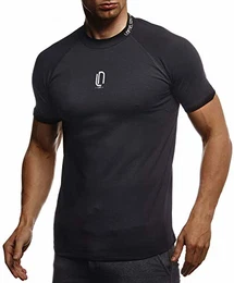Gym Herren Fitness T-Shirt Slim Fit Moderner Männer Bodybuilder Trainingsshirt Kurzarm Top Herren Sport T-Shirt - Bekleidung für Bodybuilding Training LN8286 Schwarz-Weiß Medium