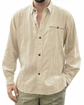 Gemijacka Leinenhemd Herren Regular Fit Button-down Sommerhemd Beige