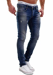Jeans Herren Destroyed Hose Used-Look Jeanshose Männer Denim 2081-1001 (32-32, 1003 Blau)
