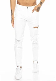 Red Bridge Herren Jeans Hose Slim-Fit Röhrenjeans Denim Destroyed M4235 Weiß W32L32
