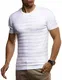 Leif Nelson Herren Sommer T-Shirt Rundhals Ausschnitt Slim Fit aus Feinstrick Cooles Basic Männer T-Shirt Crew Neck Jungen Kurzarmshirt O-Neck Sweater Shirt Kurzarm Lang LN7300 Weiß Medium