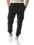 ZOEREA Herren Hosen Jogginghose Slim Fit Casual Chino Cargo Jogger Stretch Sporthose mit Taschen Streetwear Freizeithose Schwarz