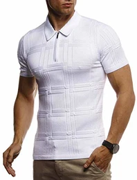 Herren Sommer T-Shirt Poloshirt Slim Fit aus Feinstrick Cooles Basic Männer Polo-Shirt Crew Neck Jungen Kurzarmshirt Polo Shirt Sweater Kurzarm LN7325 Weiß Small