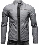 Crone Vego Herren Eco-Lederjacke Cleane Leichte Basic Jacke Vegan Matt Grau