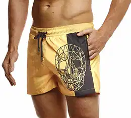 Herren Sommer Badeshorts mit Taschen Männer Badehose Schwimmshorts Herren Schwimmhose-Beachshorts Jungen Strand Shorts Kurze Hosen Cargo Bermuda Chino LN92510 Gelb Medium