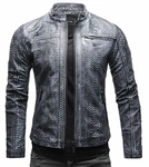 Crone Epic Herren Lederjacke Cleane Leichte Basic Jacke Schwarz/Grau