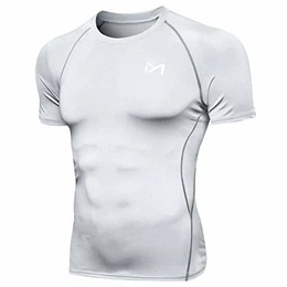 Kompressionsshirt Herren, Laufshirt Kurzarm Funktionsshirt Atmungsaktiv Sportshirt Männer T-Shirt für Running Jogging Fitness Gym