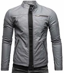 Crone Vego Herren Eco-Lederjacke Cleane Leichte Basic Jacke Vegan Matt Grau