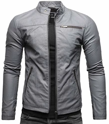 Crone Vego Herren Eco-Lederjacke Cleane Leichte Basic Jacke Vegan Matt Grau