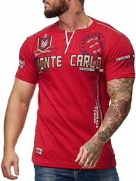 Herren T Shirt Hoodie Longsleeve Kurzarm Shirt Sweatshirt Monte Carlo 3459 Rot M