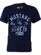 MUSTANG Herren T-Shirt Rundhals Kurzarm Logo Print Baumwolle Schwarz Weiß Blau Grau S M L XL 2XL 3XL [M, Mood Indigo (1004412-5228)]