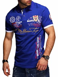 . Herren Kurzarm Polo-Shirt Bedruckt Maldivian 20-3020 Blau M