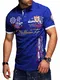 behype. Herren Kurzarm Polo-Shirt Bedruckt Maldivian 20-3020 Blau M