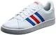 adidas Herren Grand Court Base Sneaker, Cloud White/Blue/Active Red, 43 1/3 EU