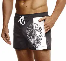 Herren Sommer Badeshorts mit Taschen Männer Badehose Schwimmshorts Herren Schwimmhose-Beachshorts Jungen Strand Shorts Kurze Hosen Cargo Bermuda Chino LN92510 Schwarz Medium