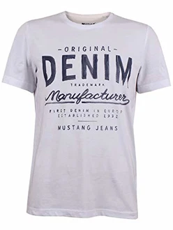 MUSTANG Herren T-Shirt Rundhals Kurzarm Logo Print