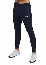 Herren Rapid Quickdry enganliegende Jogging Hosen mit Reißverschlusstaschen - Dunkelblau, M