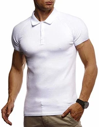 Herren Sommer T-Shirt Poloshirt Slim Fit aus Feinstrick Cooles Basic Männer Polo-Shirt Crew Neck Jungen Kurzarmshirt Polo Shirt Sweater Kurzarm LN7310 Weiß Medium