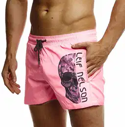 Herren Sommer Badeshorts mit Taschen Männer Badehose Schwimmshorts Herren Schwimmhose-Beachshorts Jungen Strand Shorts Kurze Hosen Cargo Bermuda Chino LN92530 Pink Medium