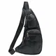 Xieben Leder Schultertasche Sling Brusttasche Crossbody Pack für Herren Damen Reisen Draussen Beiläufig Schulter Tasche Pack Rucksack Tagesrucksack Schwarz