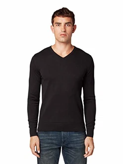 TOM TAILOR Herren Basic Pullover mit V-Ausschnitt (1012820) Black (1012820) TOM TAILOR Herren Basic Pullover mit V-Ausschnitt (1012820) Black (1012820)