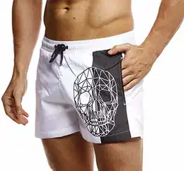 Herren Sommer Badeshorts mit Taschen Männer Badehose Schwimmshorts Herren Schwimmhose-Beachshorts Jungen Strand Shorts Kurze Hosen Cargo Bermuda Chino LN92510 Weiß Medium