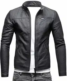 Epic Herren Lederjacke Cleane Basic Leder Jacke in vielen Varianten und Farben (M, Matt Black (Schafsleder))