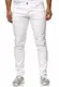 Reslad Jeans-Herren Slim Fit Basic Style Stretch-Denim Jeans-Hose RS-2063 (W32 / L32, Weiß)
