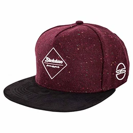 Ares Snapback Cap Herren Damen Schirm Premium Baseball Mütze Kappe Wolle Fischgräten - Weinrot Schwarz