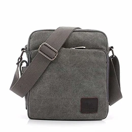 Herren Umhängetasche, Schultertasche Segeltuch Klein Tasche Handtasche Aktentasche Tote Multifunktional Vintage Rucksack Messenger Bag (Grau, 20 * 11 * 23cm)