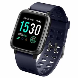 LATEC Smartwatch, Fitness Armband Wasserdicht IP68 Fitness Tracker mit Pulsmesser Laufband Yoga Fitness Tanzen Spinnen Schlafmonitor Schrittzähler Stoppuhr Anruf SNS für Indoor Übung Heimfitness