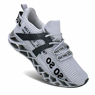 Wonesion Herren Fitness Laufschuhe Atmungsaktiv Rutschfeste Mode Sneaker Sportschuhe Grau
