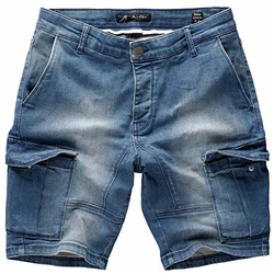 Amaci&Sons Herren Destroyed Jeans Shorts Sommer Bermuda (798) Blue (798)